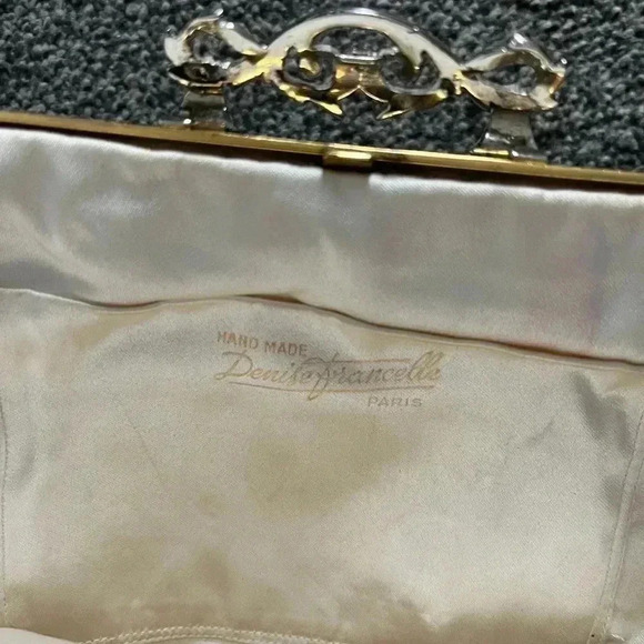 Denise Francelle Paris ivory hand-beaded clutch bag or use with beaded handle. - Picture 6 of 9